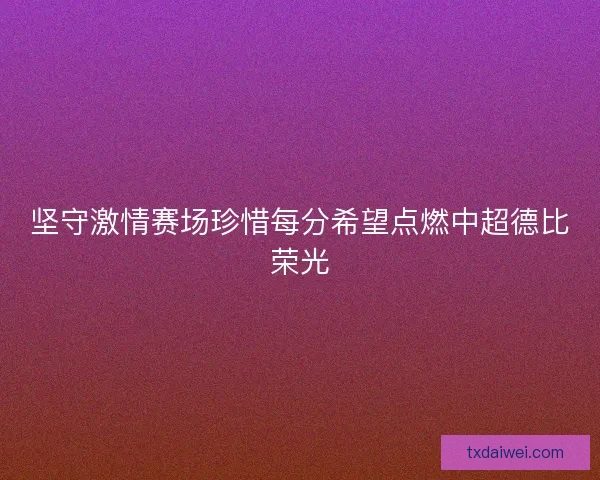 坚守激情赛场珍惜每分希望点燃中超德比荣光